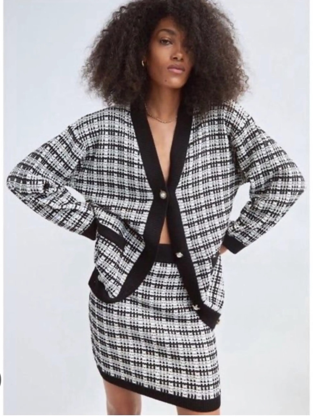 Aritzia Babaton Merino Lacer Cardigan Blk/Wht SZ M